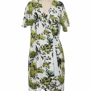 Aritzia Babaton Floral Wrap Dress in Green and White